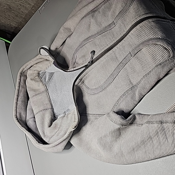 LULULEMON size 2 gray and brown pinstriped scuba zip up hoodie - Picture 6 of 7